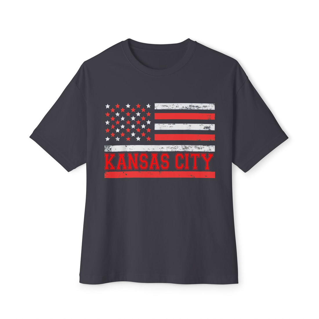 Kansas City Flag Tee — Distressed American Flag Kansas City Football T-Shirt